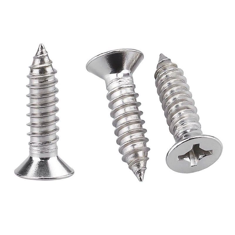 RoyceMart 100 Pack #10 x 3/4" Flat Head Phillips Self Tapping Screws, 18-8 Stainless Steel 304, Countersunk Sheet Metal & Wood Screws, Corrosion Resistant Fasteners - Image 1